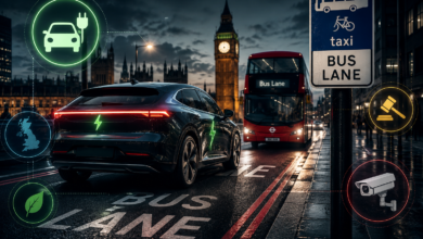 Electric cars bus lanes UK