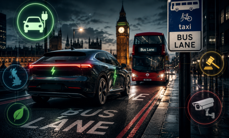 Electric cars bus lanes UK
