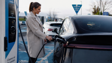 Essential EV Charging Etiquette UK at a public EV charging station with an electric car driver