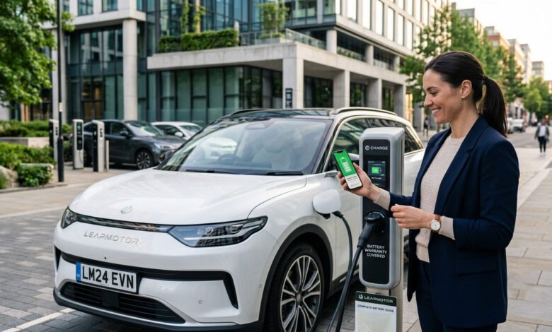 Leapmotor C10 charging at a public EV charging station representing the Leapmotor Battery Warranty